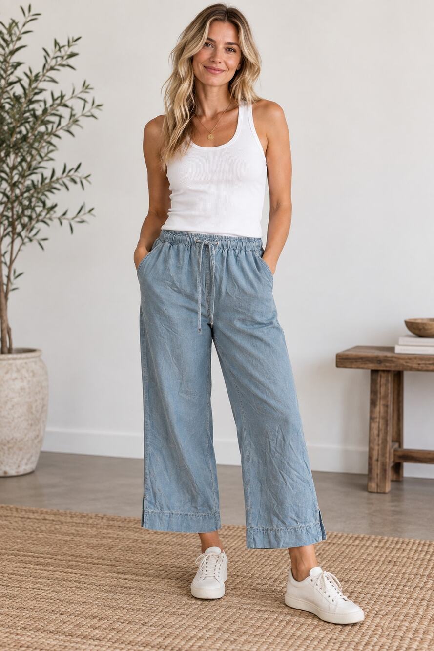 Liz Claiborne cropped light blue wide leg jeans size 6